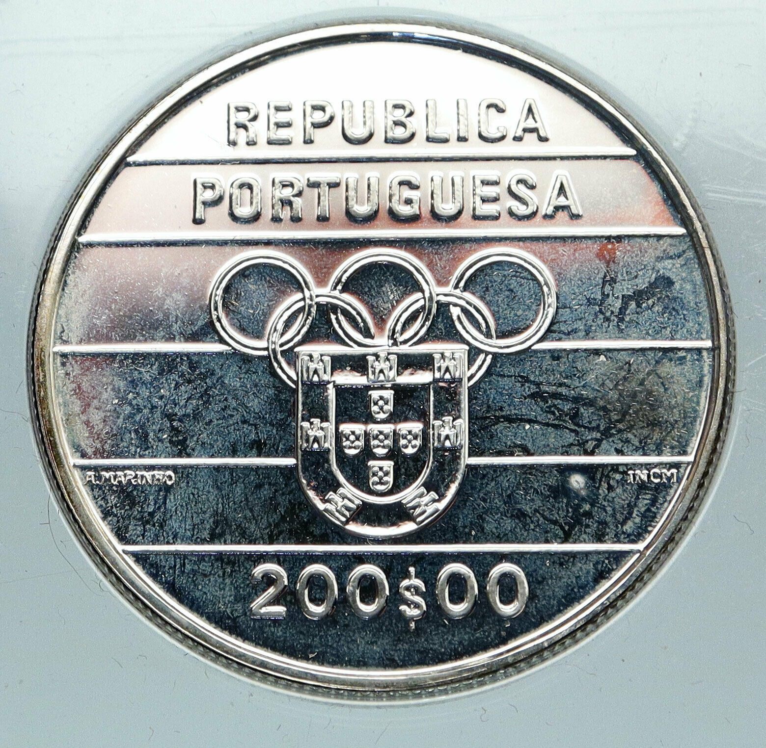 1992 PORTUGAL Barcelona Spain Olympic Games Proof Silver 200 Escudos Coin i84614