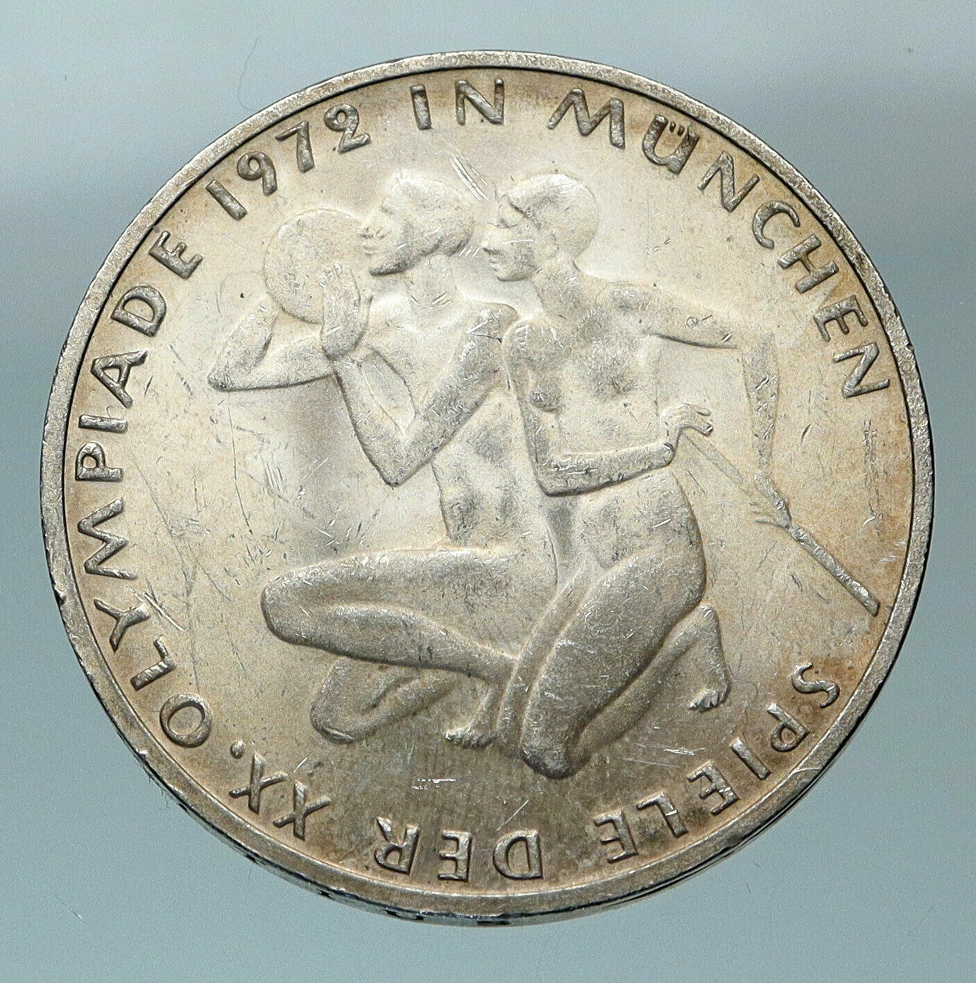 1972 Germany Munich Summer Olympics XX ATHLETES Proof Silver 10 Mark Coin i84500