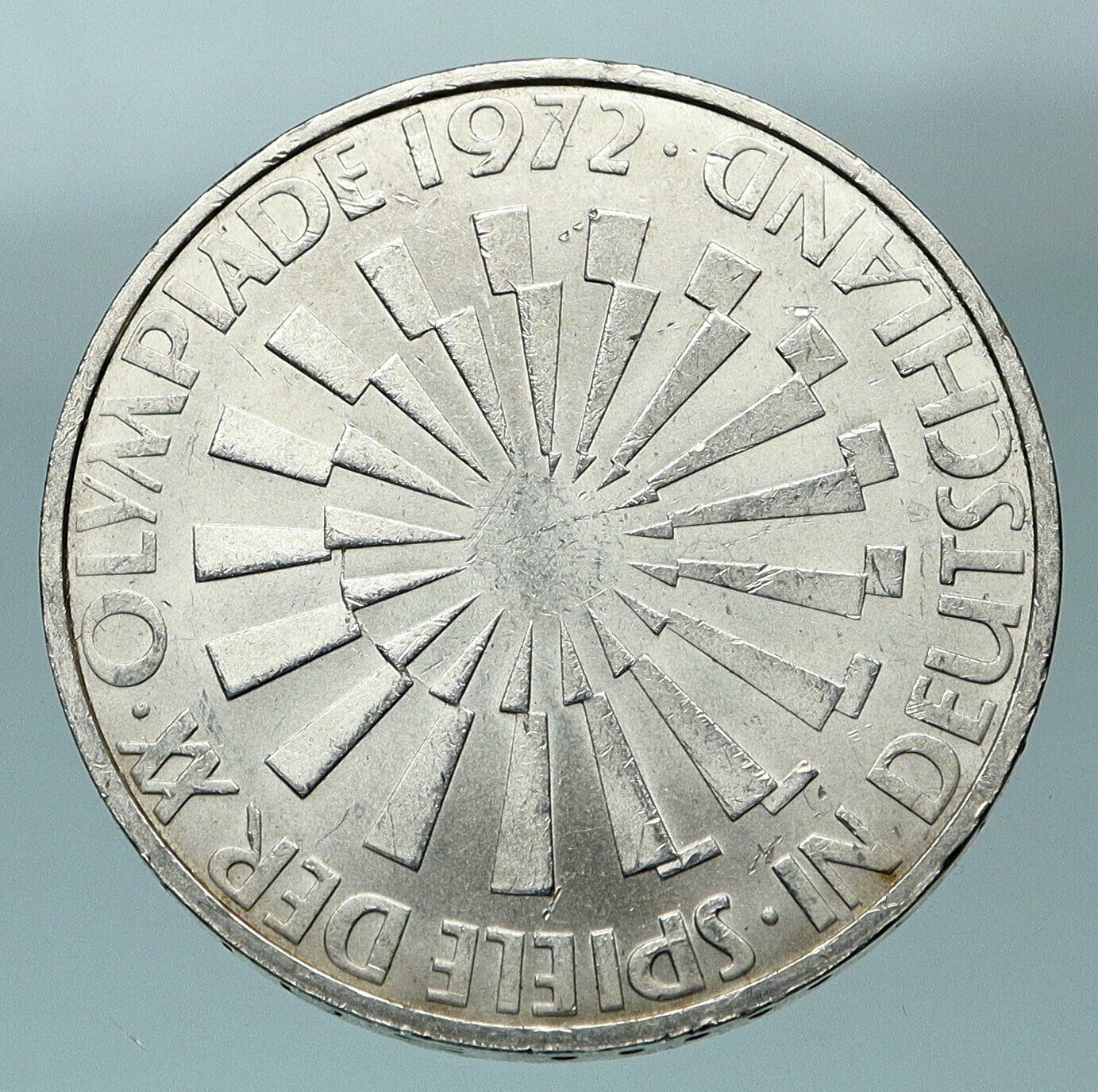 1972 J Germany Munich Summer Olympic Antique Vintage Silver 10 Mark Coin i84494