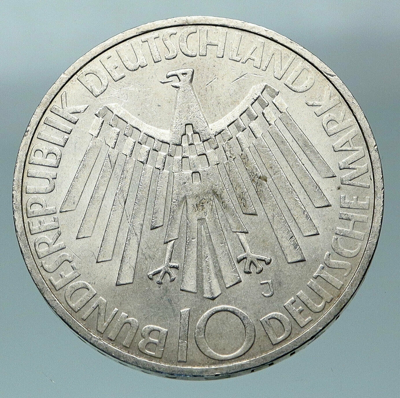 1972 J Germany Munich Summer Olympic Antique Vintage Silver 10 Mark Coin i84494