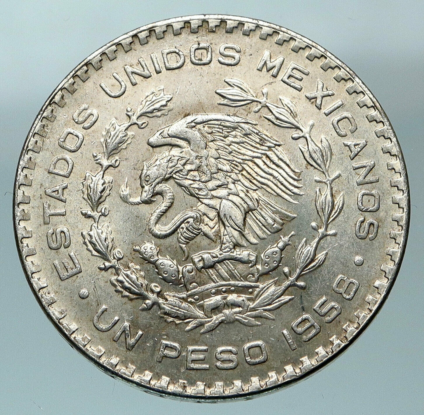 1958 Mexican Independence War HERO Jose Maria Morelos Peso Coin of Mexico i84495