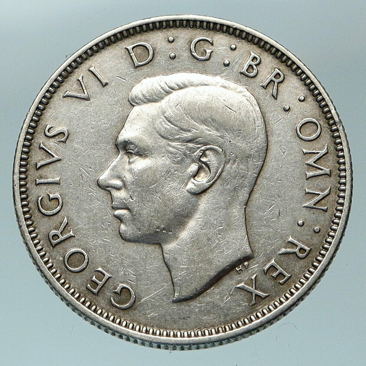 1943 Great Britain United Kingdom King George VI SILVER 2 SHILLING Coin i84485