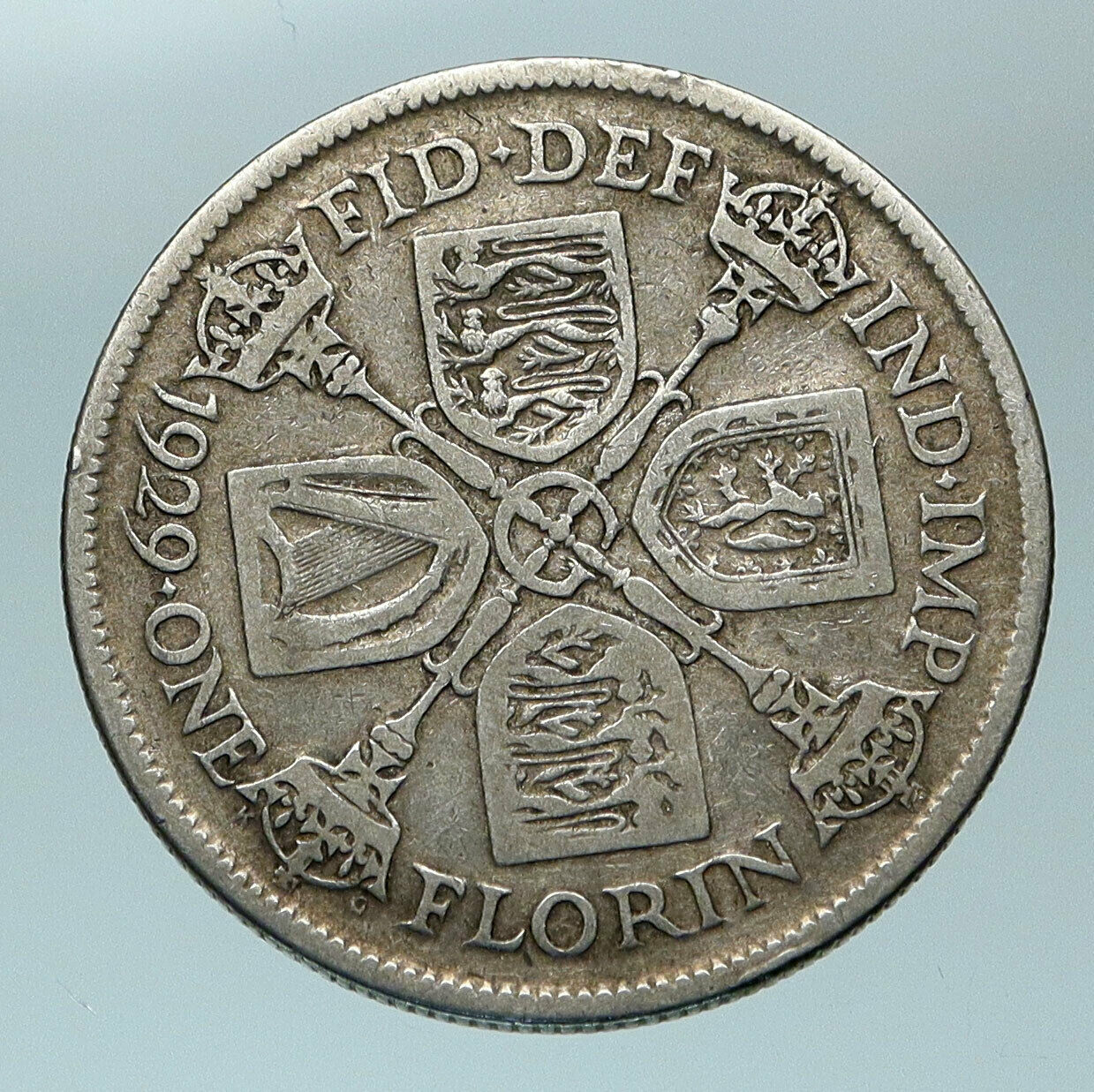 1929 United Kingdom Great Britain GEORGE V Silver Florin 2 Shillings Coin i84498