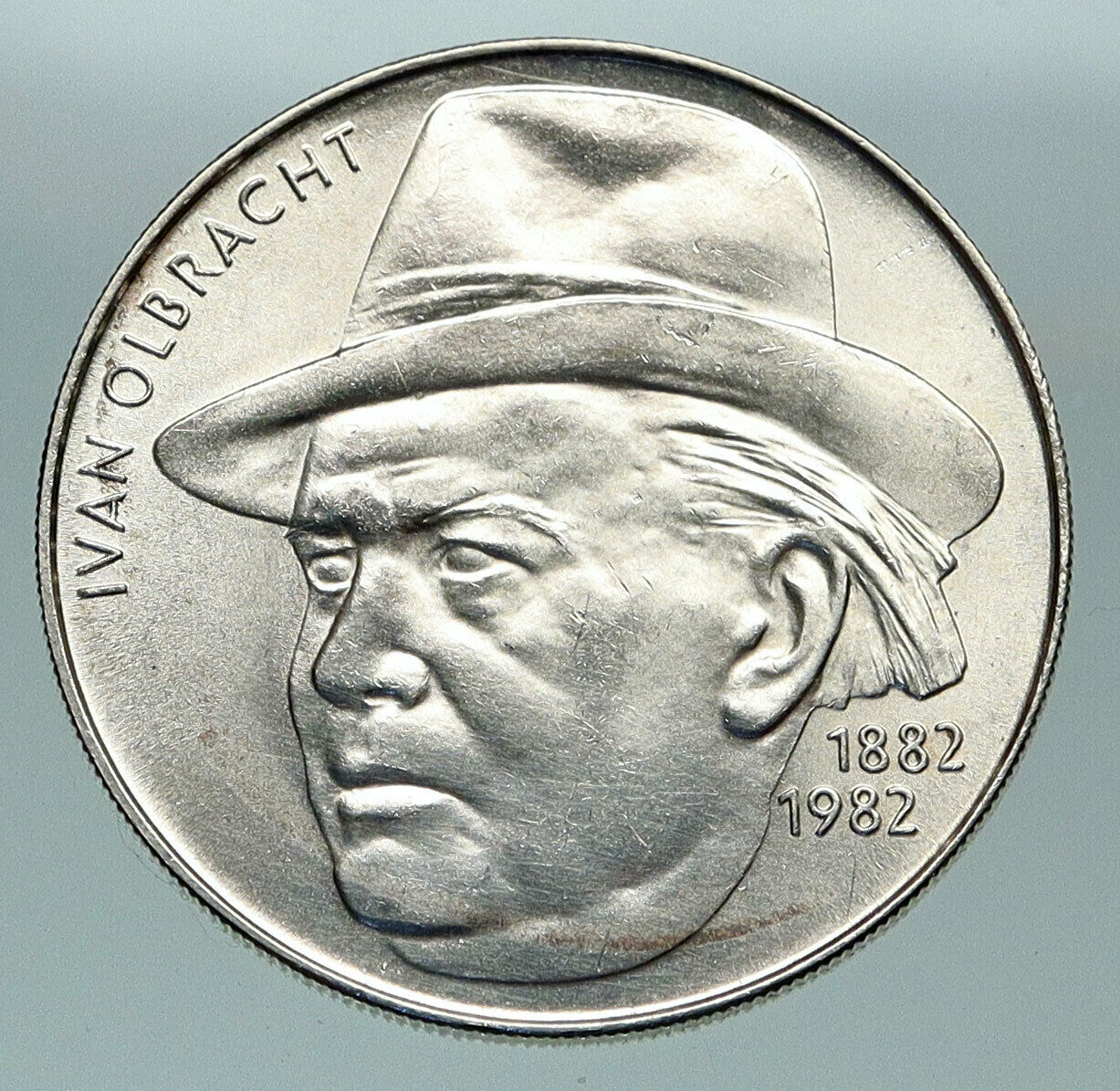 1982 CZECH REPUBLIC Czechoslovakia IVAN OLBRACHT Silver 100 Korun Coin i84722