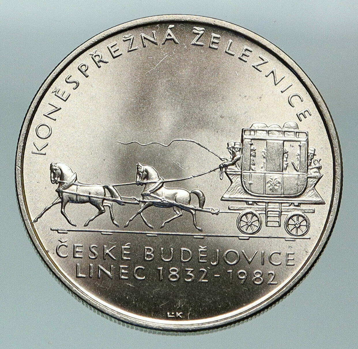 1982 CZECH REPUBLIC Czechoslovakia #1 HORSE RAILWAY Silver 100 Korun Coin i84724