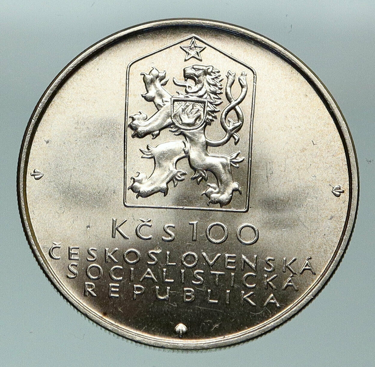 1982 CZECH REPUBLIC Czechoslovakia #1 HORSE RAILWAY Silver 100 Korun Coin i84724