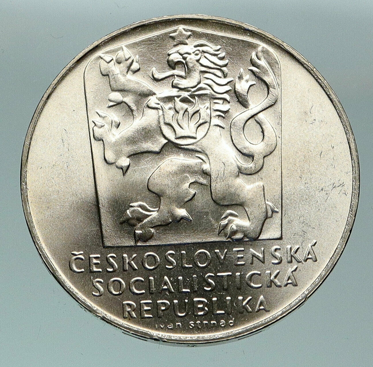 1970 CZECH REPUBLIC Czechoslovakia SUN of LIBERATION Silver 25 Korun Coin i84721