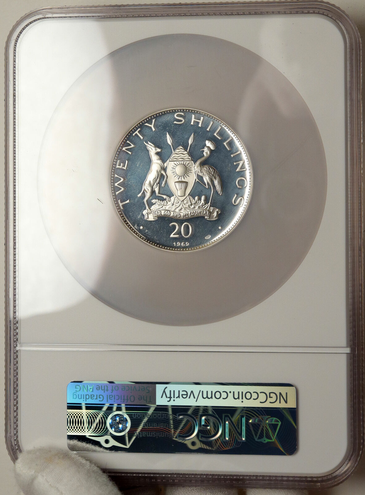 1969 UGANDA Visit POPE Paul VI XLARGE Proof Silver 20 Shilling NGC Coin i84892