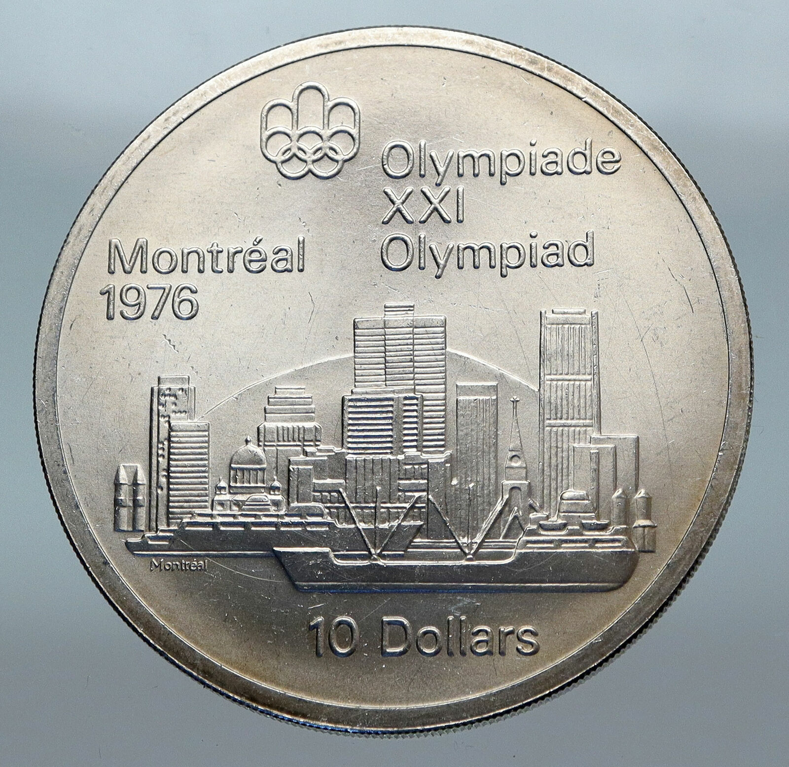 1973 CANADA UK Queen Elizabeth II Olympics Montreal City Silver $10 Coin i85214