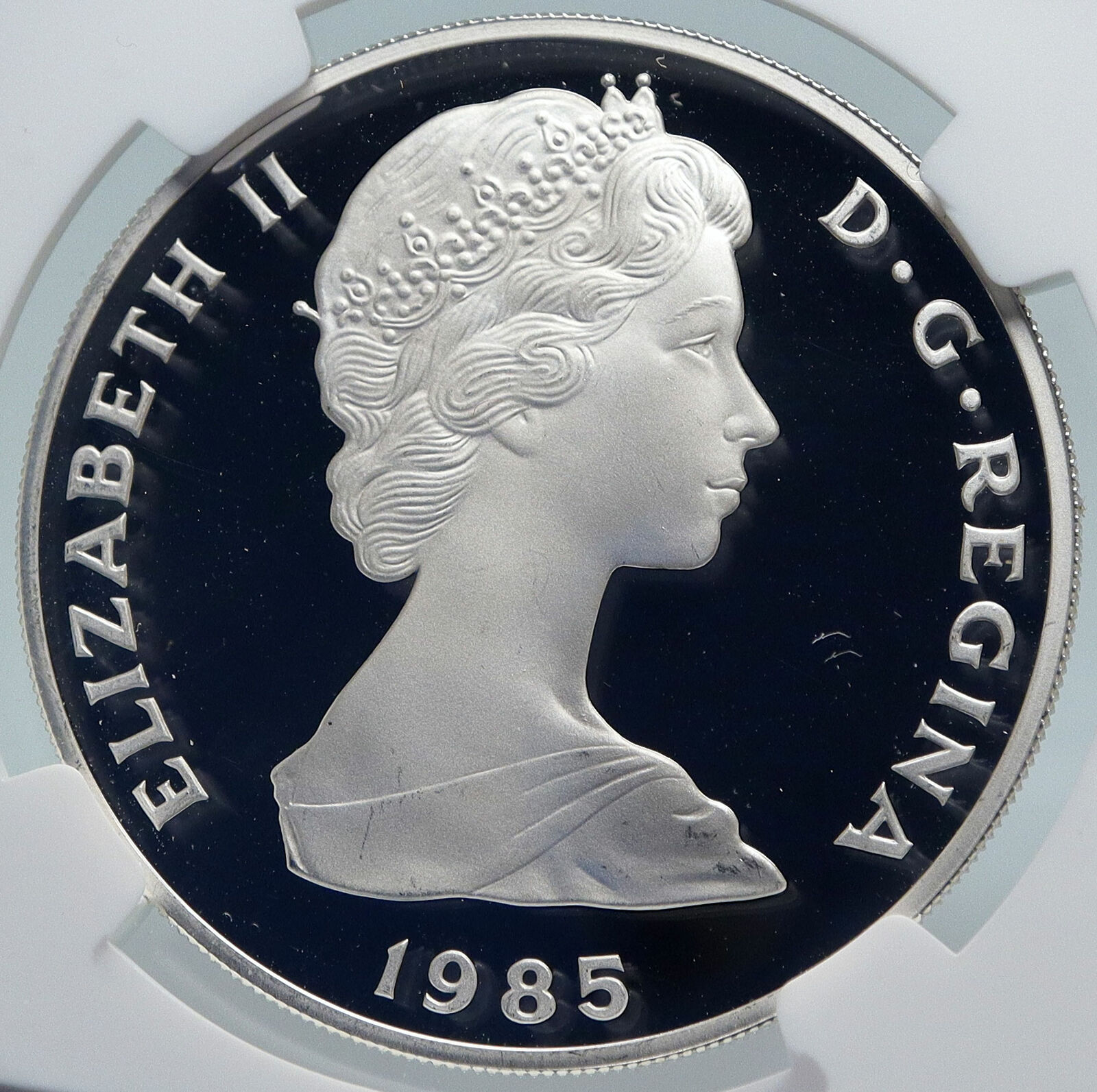 1985 TURKS AND CAICOS Decade for Women UN Proof Silver 10 Crown Coin NGC i85238