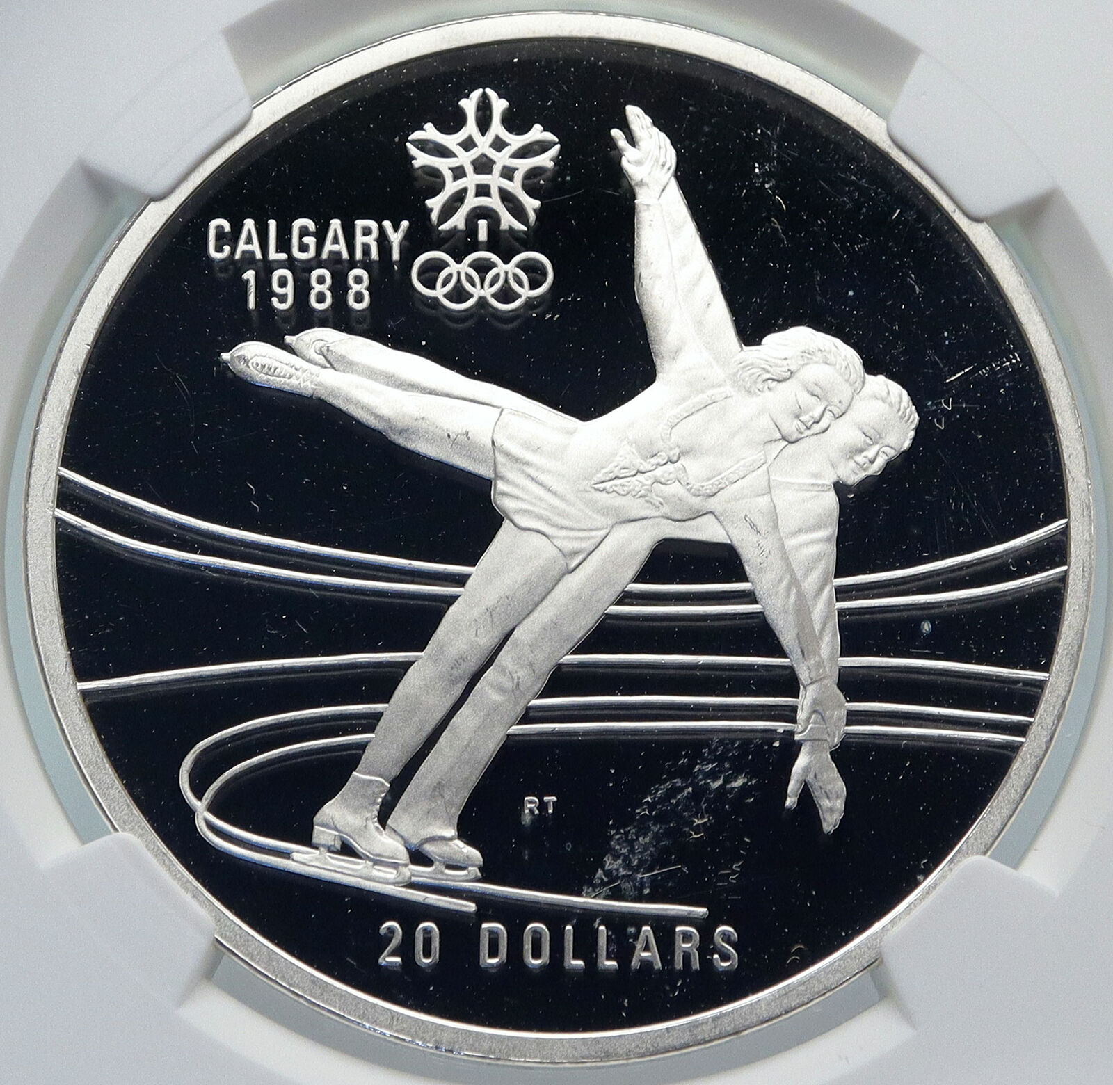 1987 CANADA 1988 CALGARY OLYMPICS Ice Skating Proof Silver $20 Coin NGC i85248