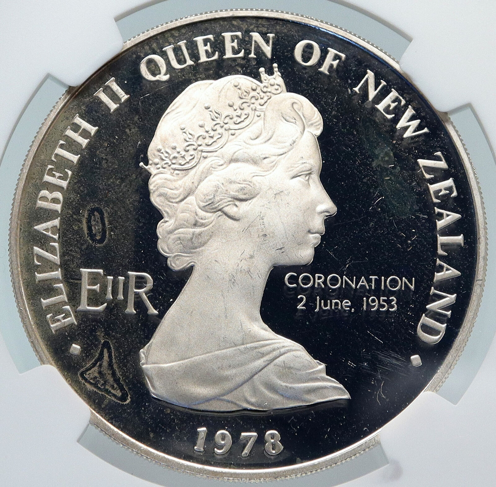 1978 NEW ZEALAND Queen CORONATION ANNIVER Elizabeth II Silver $1 Coin NGC i85247