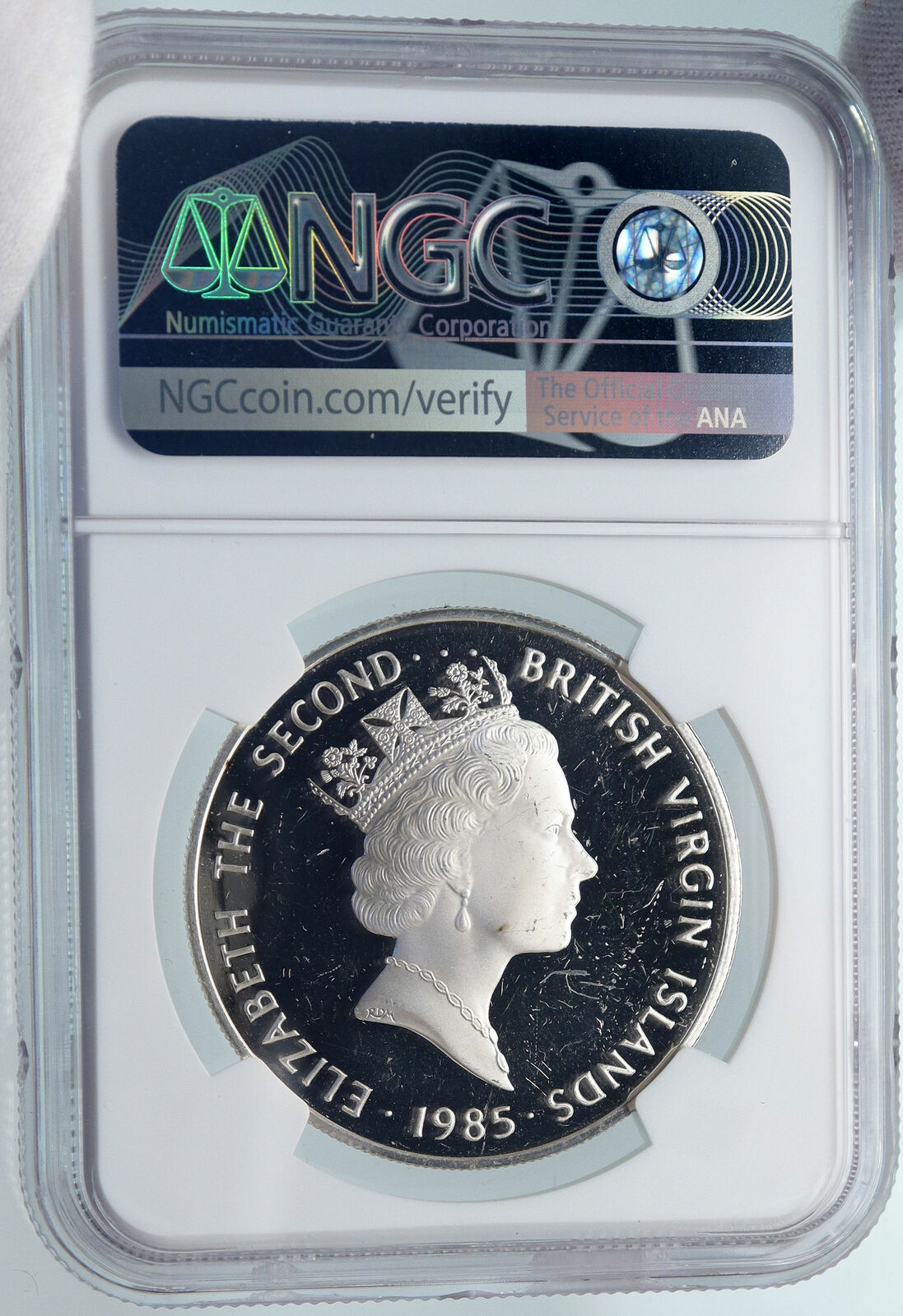 1985 British Virgin Islands TREASURE VINTAGE Proof Silver $20 Coin NGC i85245