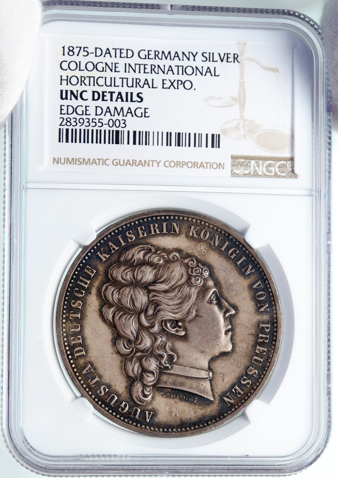 1875 Germany GERMAN STATES COLOGNE Princess Louise Pruss Silver NGC Medal i85274