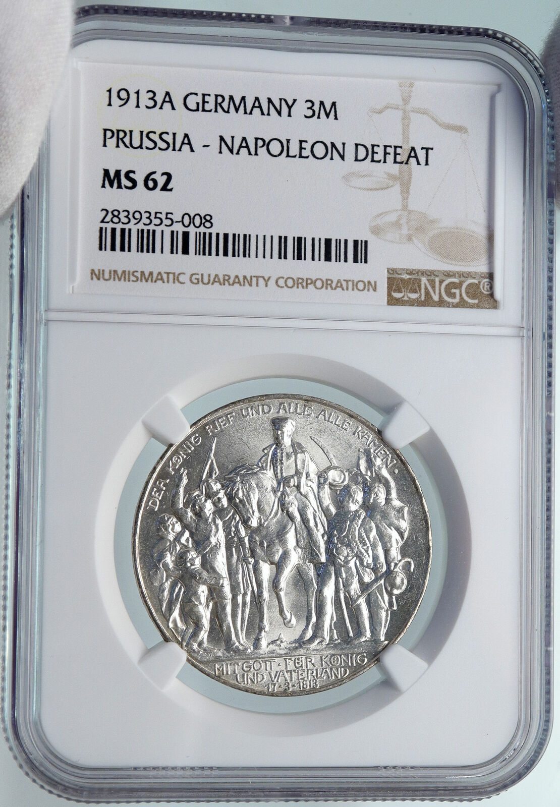 1913 GERMANY William III Prussia Coalition War NAPOLEON Silver 3 Coin NGC i85279