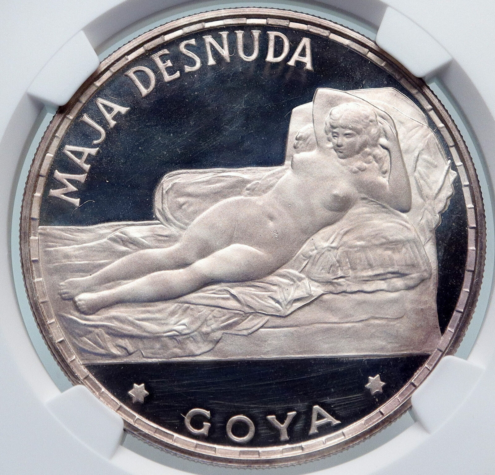 1970 EQUATORIAL GUINEA Goya Maja Desnuda Proof Silver 100Pesetas Coin NGC i85229