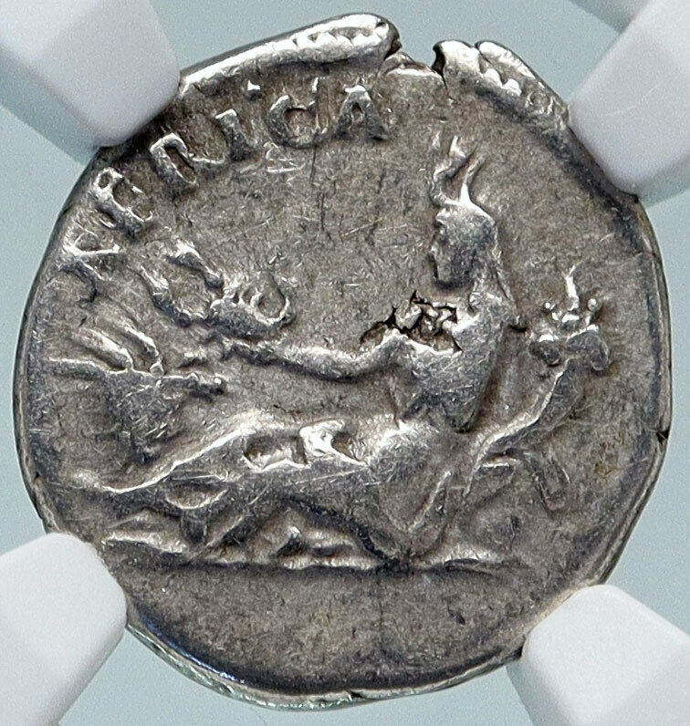 HADRIAN Travels to AFRICA Authentic Ancient 134AD Silver Roman Coin NGC i85225