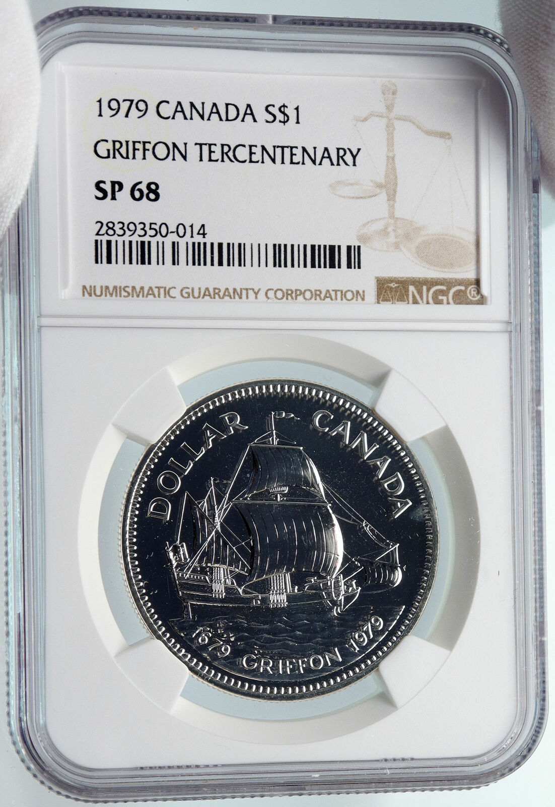 1979 CANADA UK Queen Elizabeth II Griffon Ship 300Y Proof Silver Coin NGC i85381