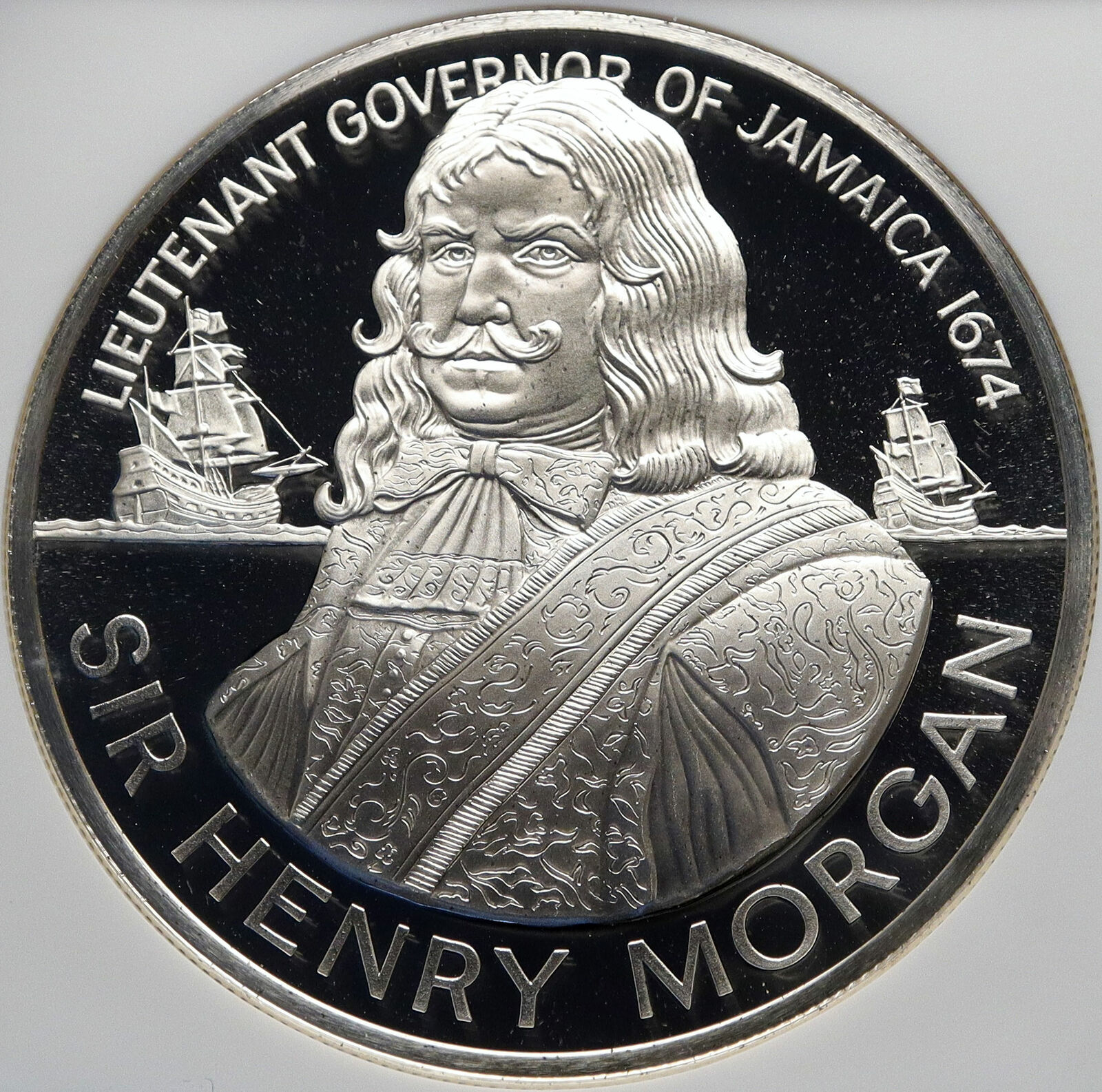 1974 JAMAICA Sir Henry Morgan Royal Lieutenant PROOF SILVER $10 Coin NGC i85397