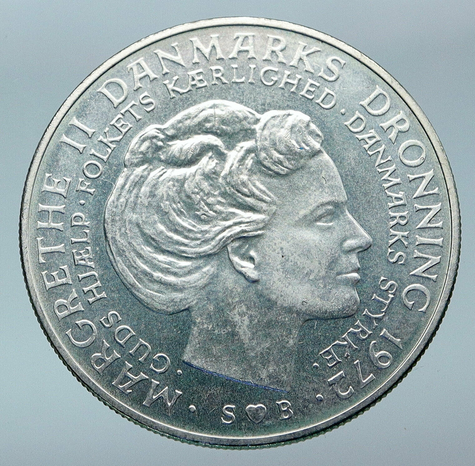 1972 DENMARK King Frederick IX & Queen Margrethe II Silver 10 Kroner Coin i85544