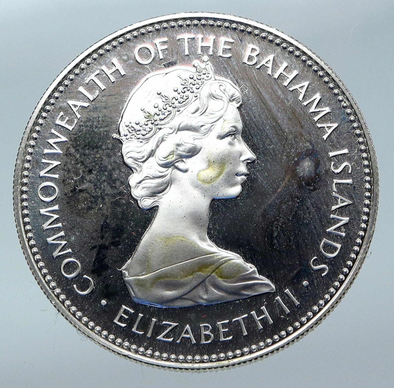 1971 The BAHAMAS Elizabeth II FLAMINGO Birds PROOF SILVER 2 Dollars Coin i85534