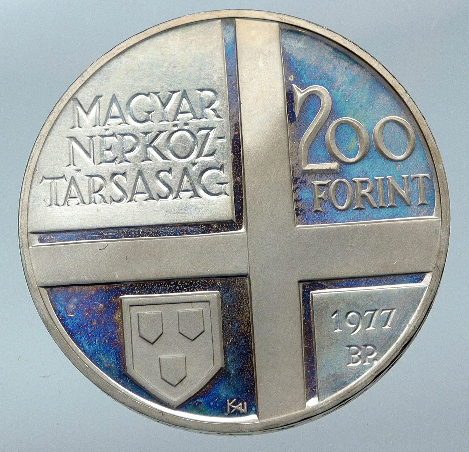 1977 HUNGARY Artist ADAM MANYOKI Painter OLD Proof Silver 200 Forint Coin i85533