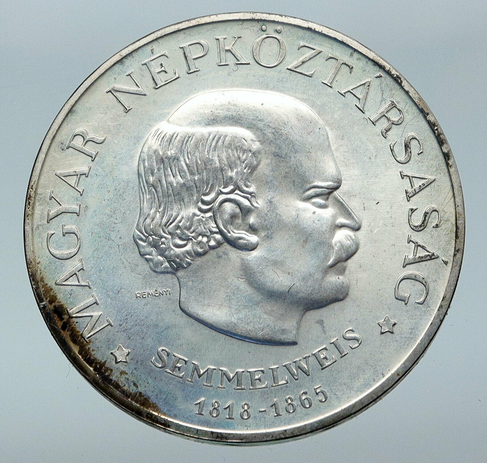 1968 HUNGARY 150 Yrs Ignzas Semmelweis OLD Vintage Silver 50 Forint Coin i85552