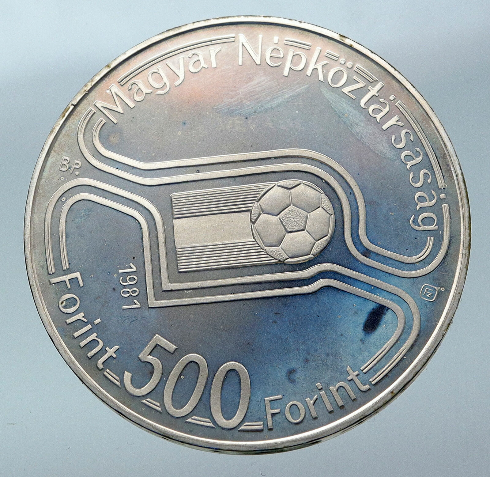 1981 HUNGARY 1982 FIFA WORLD CUP SOCCER FOOTBALL Silver 500 Forint Coin i85536