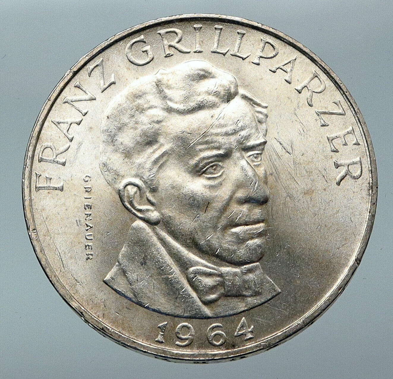 1964 AUSTRIA with Writer Franz Grillparzer OLD Silver 25 Schilling Coin i85515