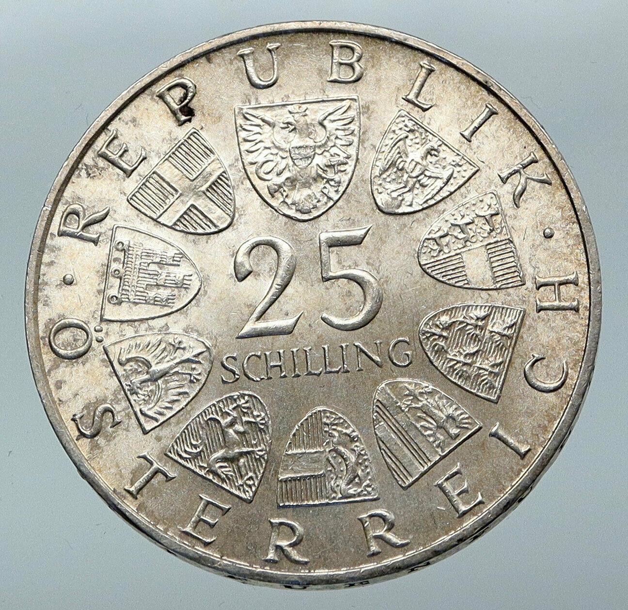 1964 AUSTRIA with Writer Franz Grillparzer OLD Silver 25 Schilling Coin i85515