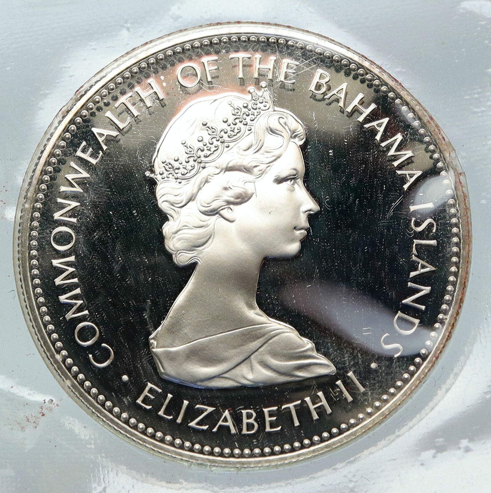 1972 The BAHAMAS Elizabeth II FLAMINGO Birds PROOF SILVER 2 Dollars Coin i85539