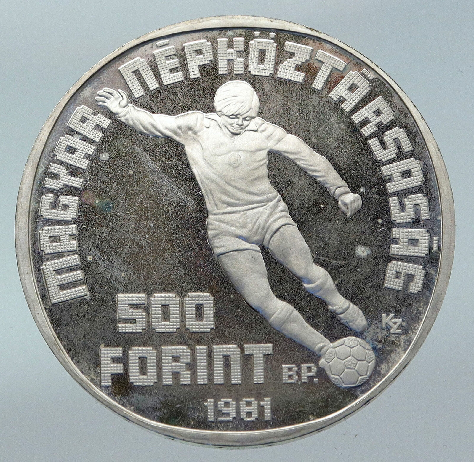 1981 HUNGARY 1982 FIFA WORLD CUP SOCCER FOOTBALL Silver 500 Forint Coin i85526