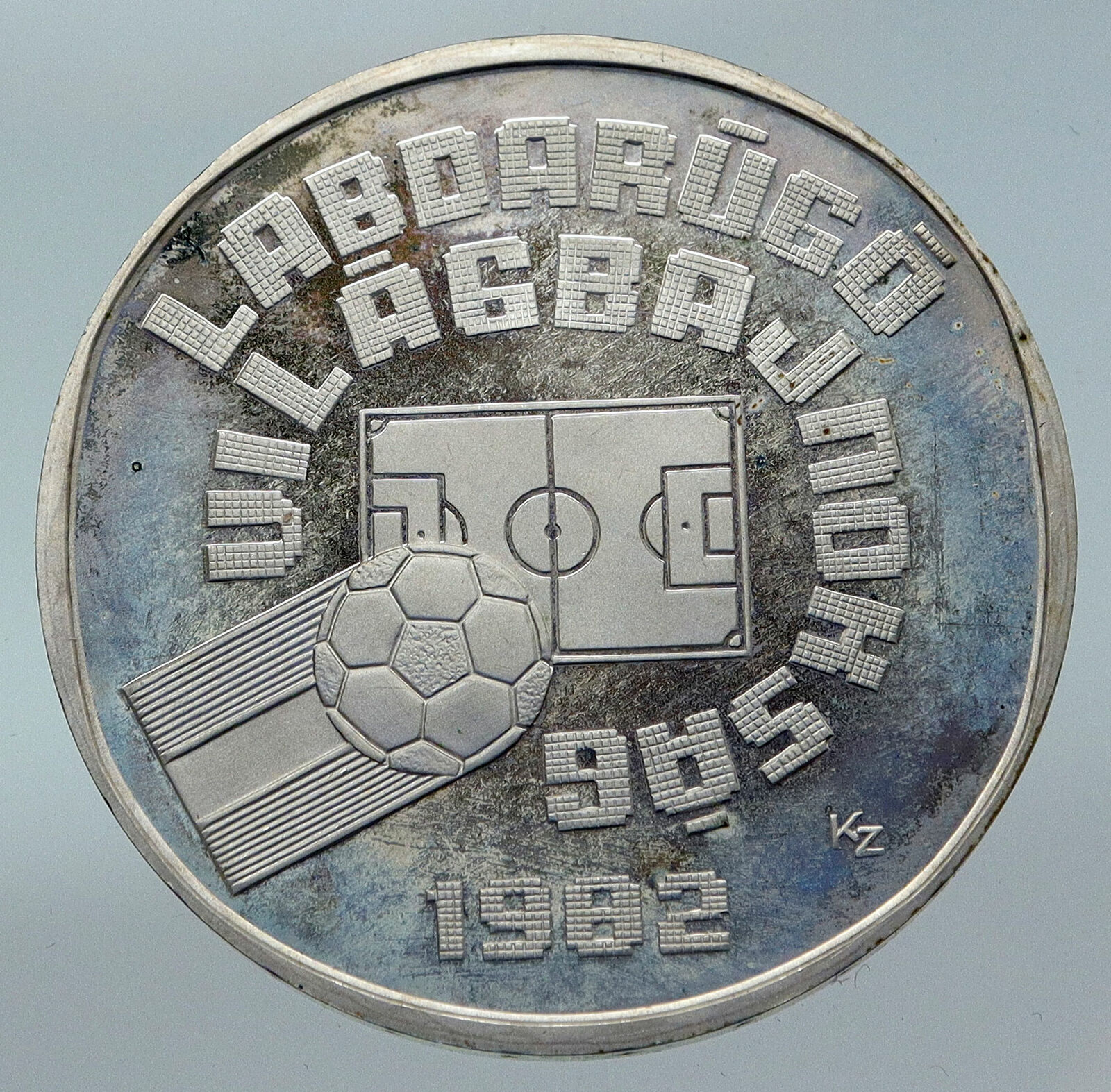 1981 HUNGARY 1982 FIFA WORLD CUP SOCCER FOOTBALL Silver 500 Forint Coin i85526