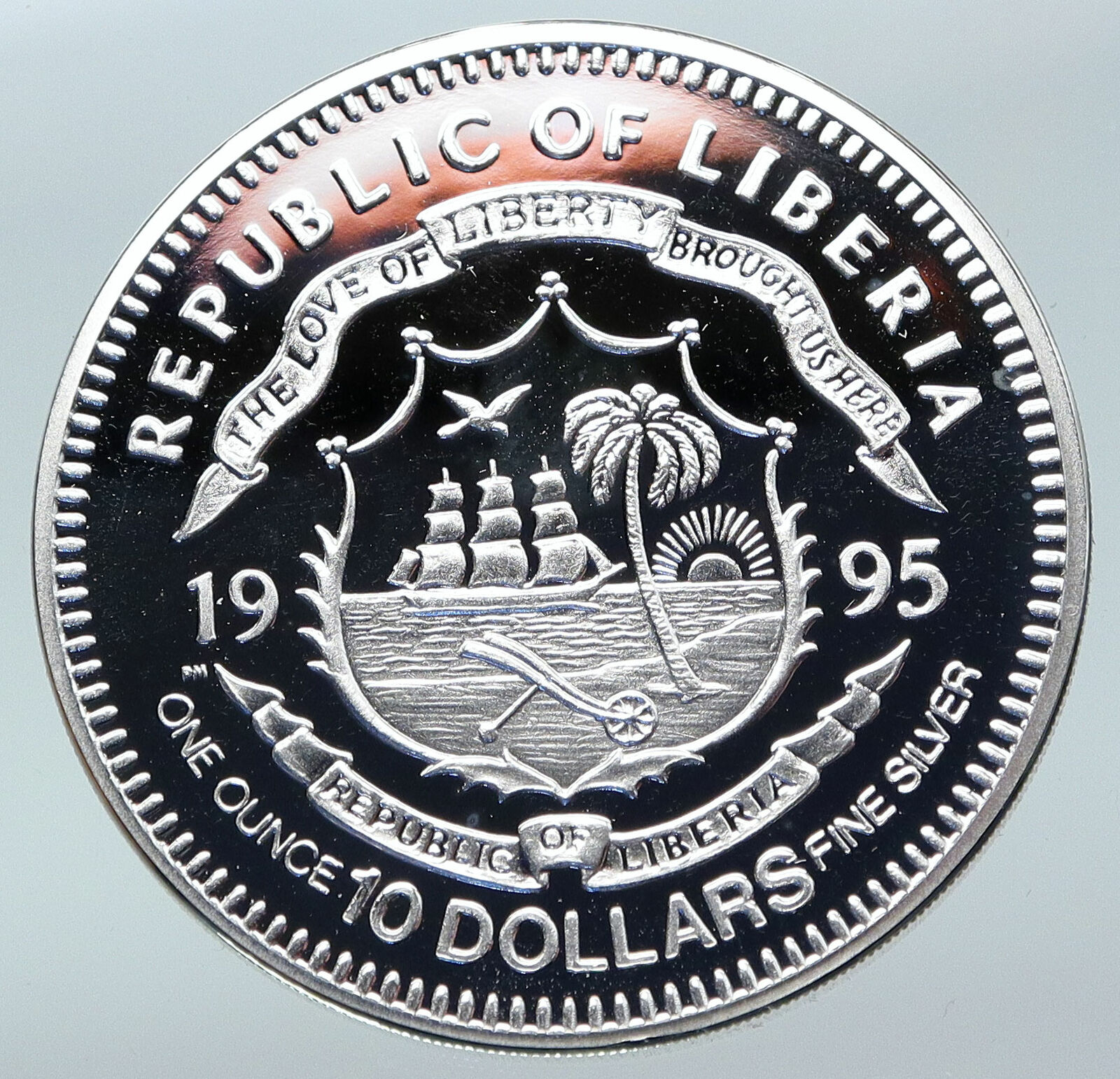 1995 LIBERIA F1 Formula 1 Race MIKA HAKKINEN Driver Proof Silver $10 Coin i85520