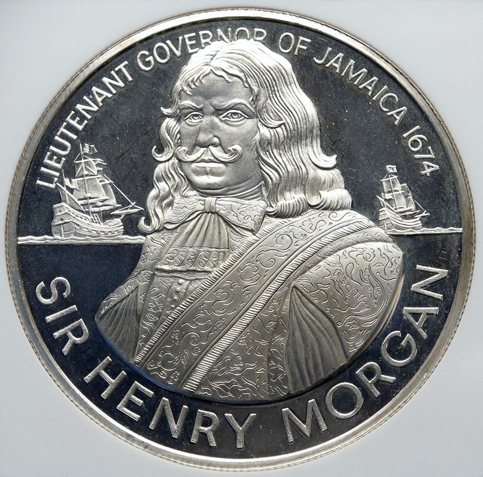 1974 JAMAICA Sir Henry Morgan Royal Lieutenant PROOF SILVER $10 Coin NGC i85350