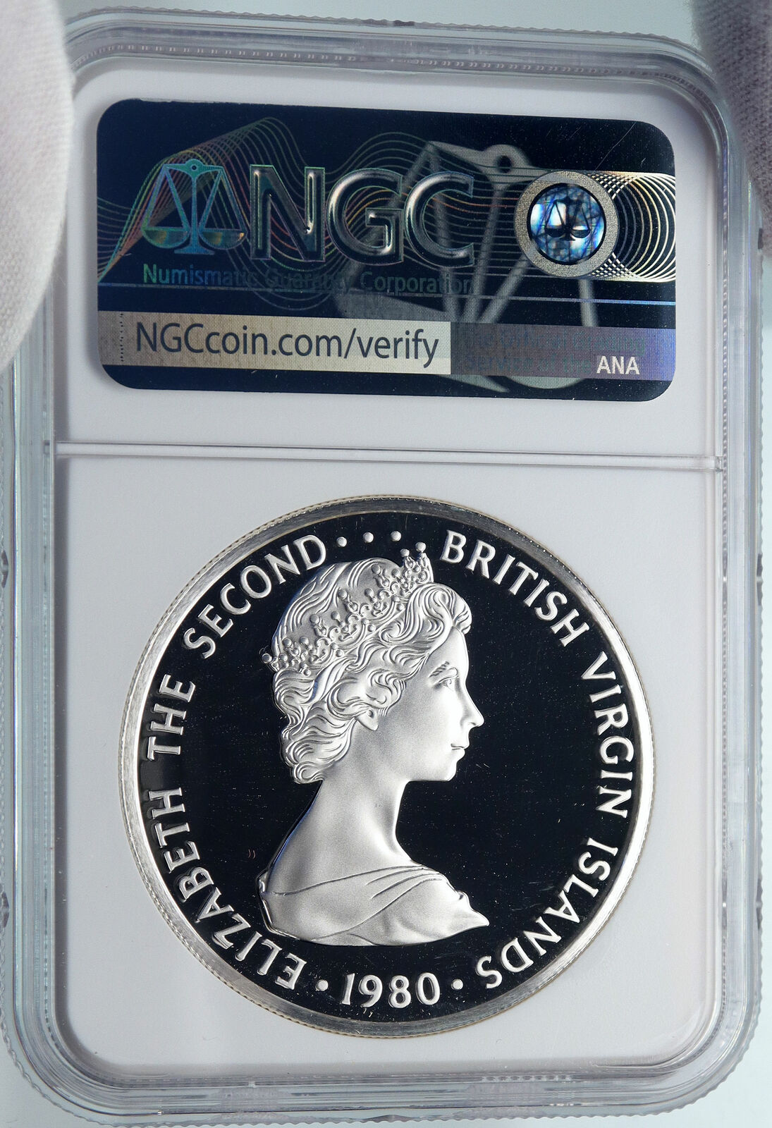 1980 British Virgin Islands UK Elizabeth II BIRD Proof Silver $5 Coin NGC i85351