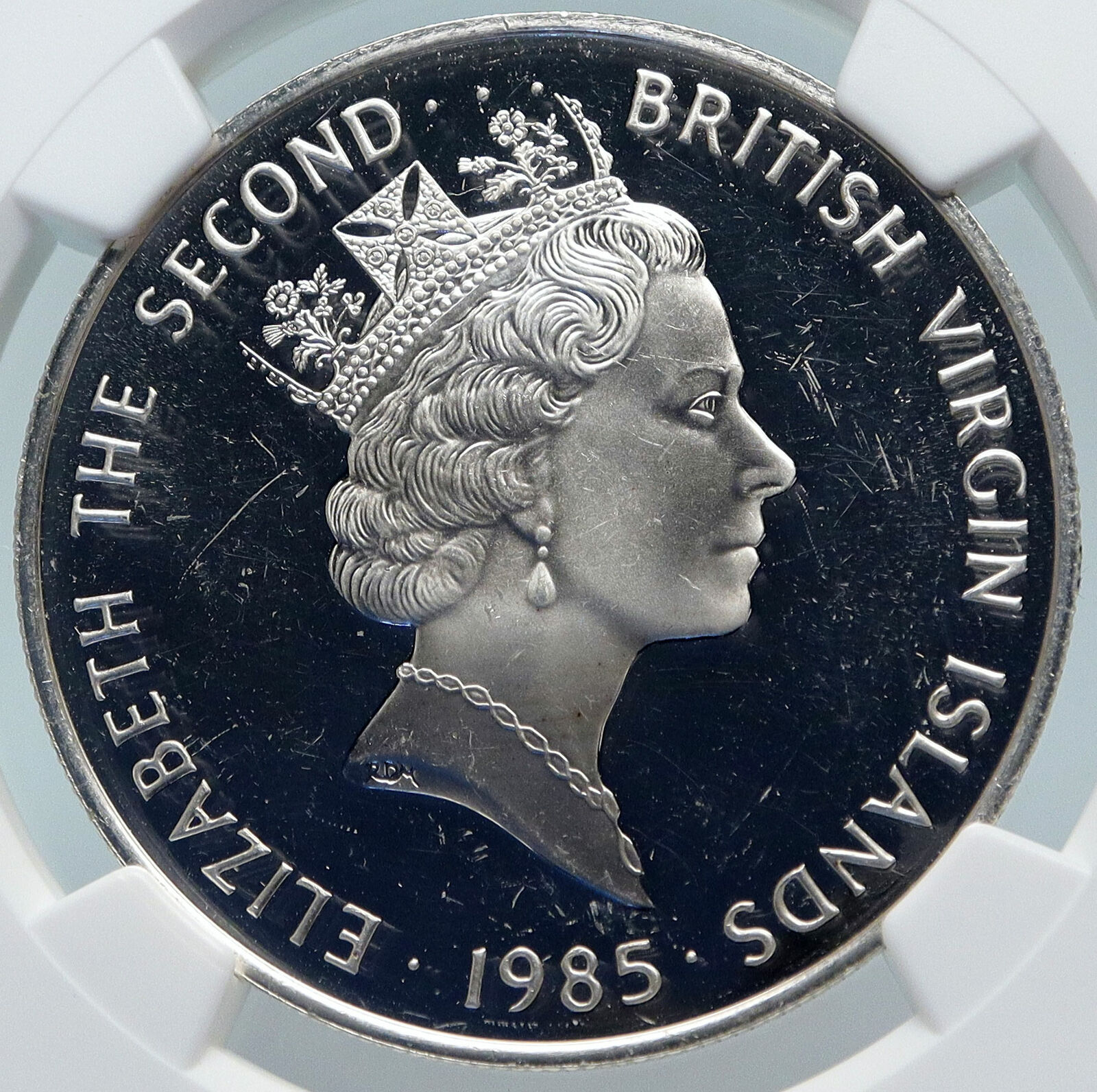 1985 British Virgin Islands Elizabeth II BOTTLE Proof Silver $20 Coin NGC i85352