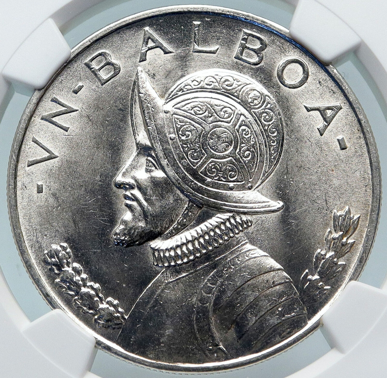 1947 PANAMA Large CONQUISTADOR BALBOA Liberty Vintage OLD Silver Coin NGC i85342