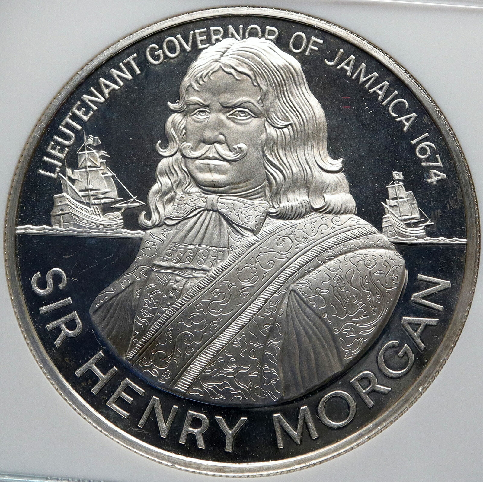 1974 JAMAICA Sir Henry Morgan Royal Lieutenant PROOF SILVER $10 Coin NGC i85347