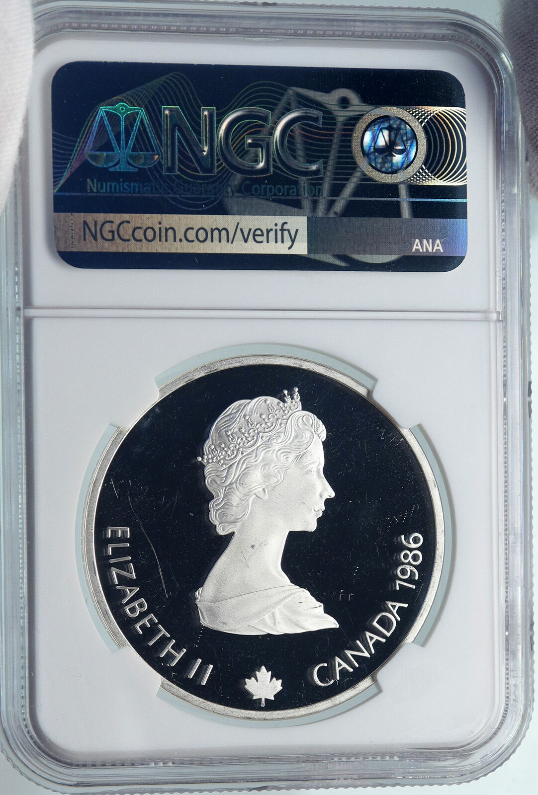 1986 CANADA 1988 CALGARY OLYMPICS CrossC Skiing Proof Silver $20 Coin NGC i85344