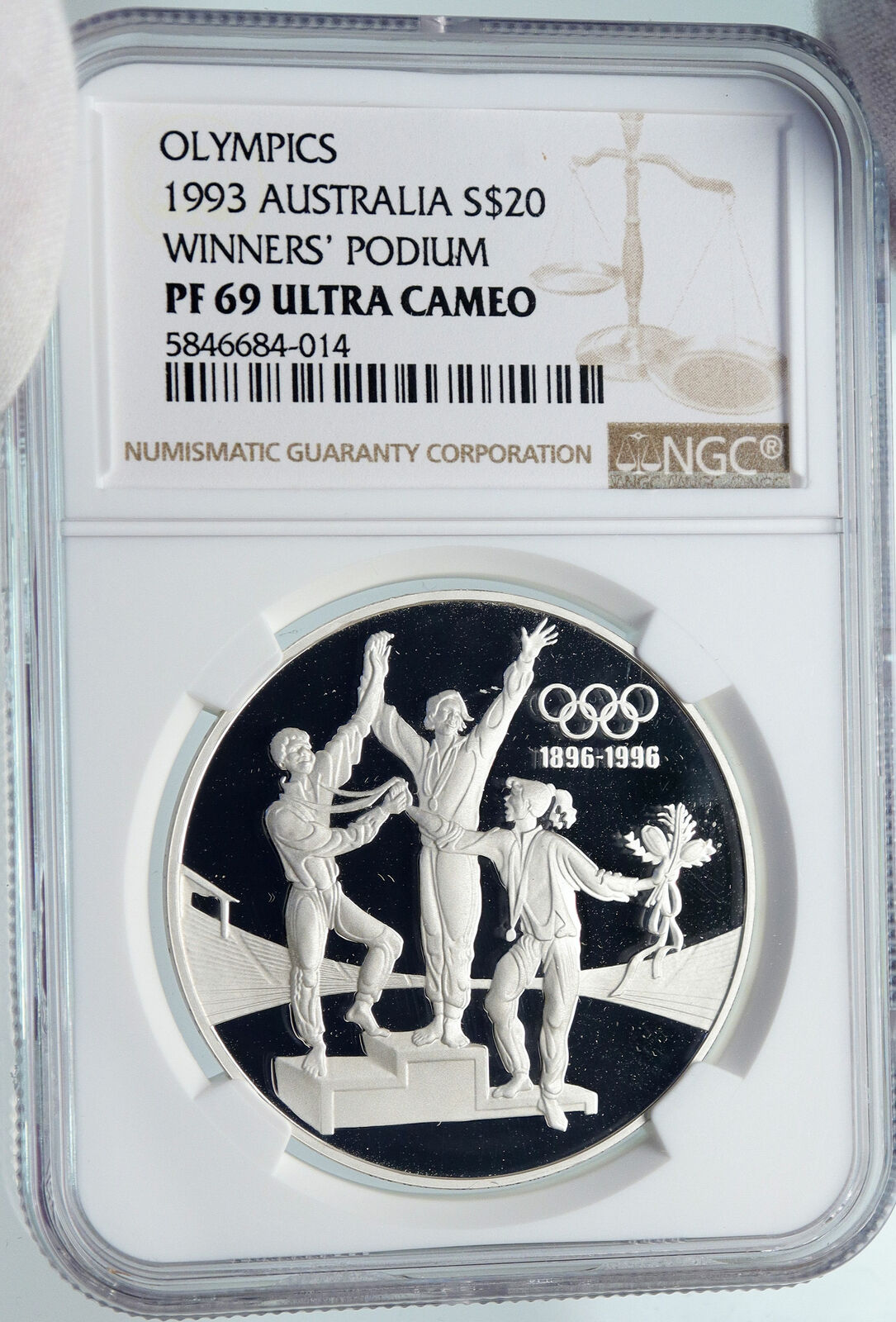 1993 AUSTRALIA UK Elizabeth II Olympics TRACK Proof Silver $20 Coin NGC i85349