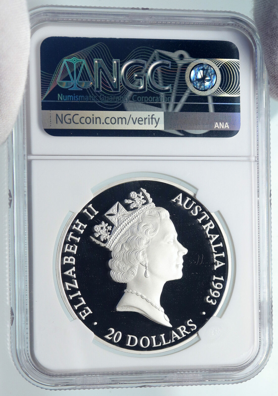 1993 AUSTRALIA UK Elizabeth II Olympics TRACK Proof Silver $20 Coin NGC i85349