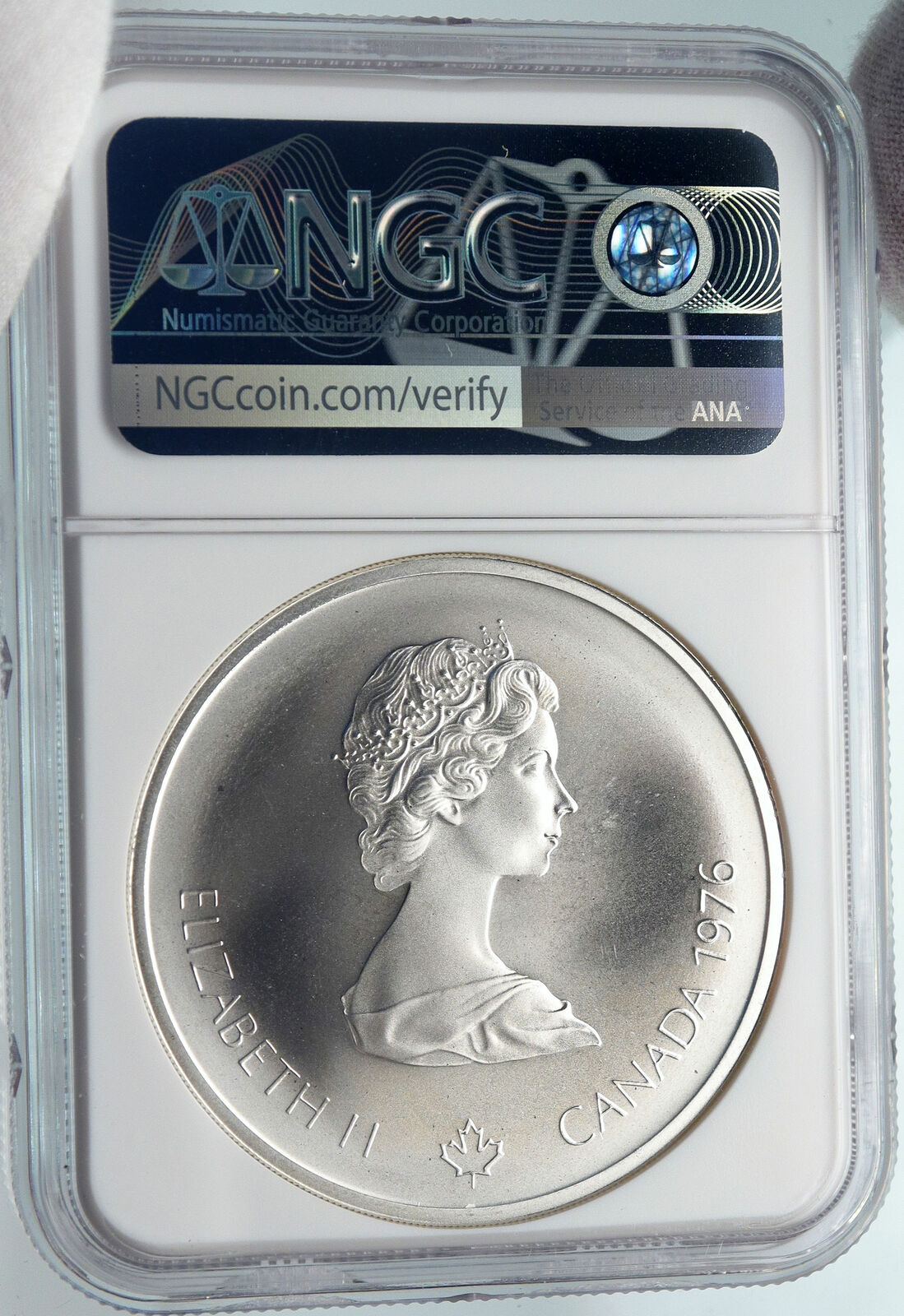 1976 CANADA Large Queen Elizabeth II Olympics Montreal Silver 10 Coin NGC i85358