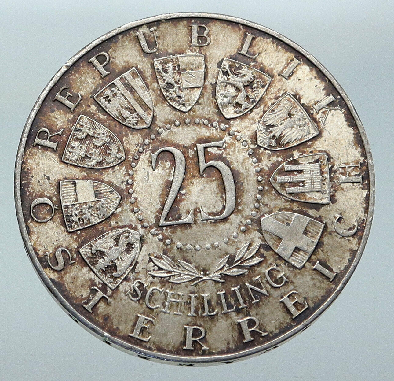 1957 AUSTRIA w MARIAZELL BASILICA Church Chapel Silver 25 Schilling Coin i85576