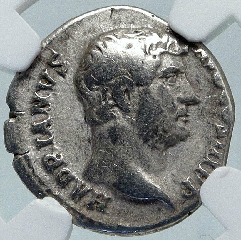 HADRIAN Travels to SPAIN Authentic Ancient 134AD Silver Roman Coin NGC i85496