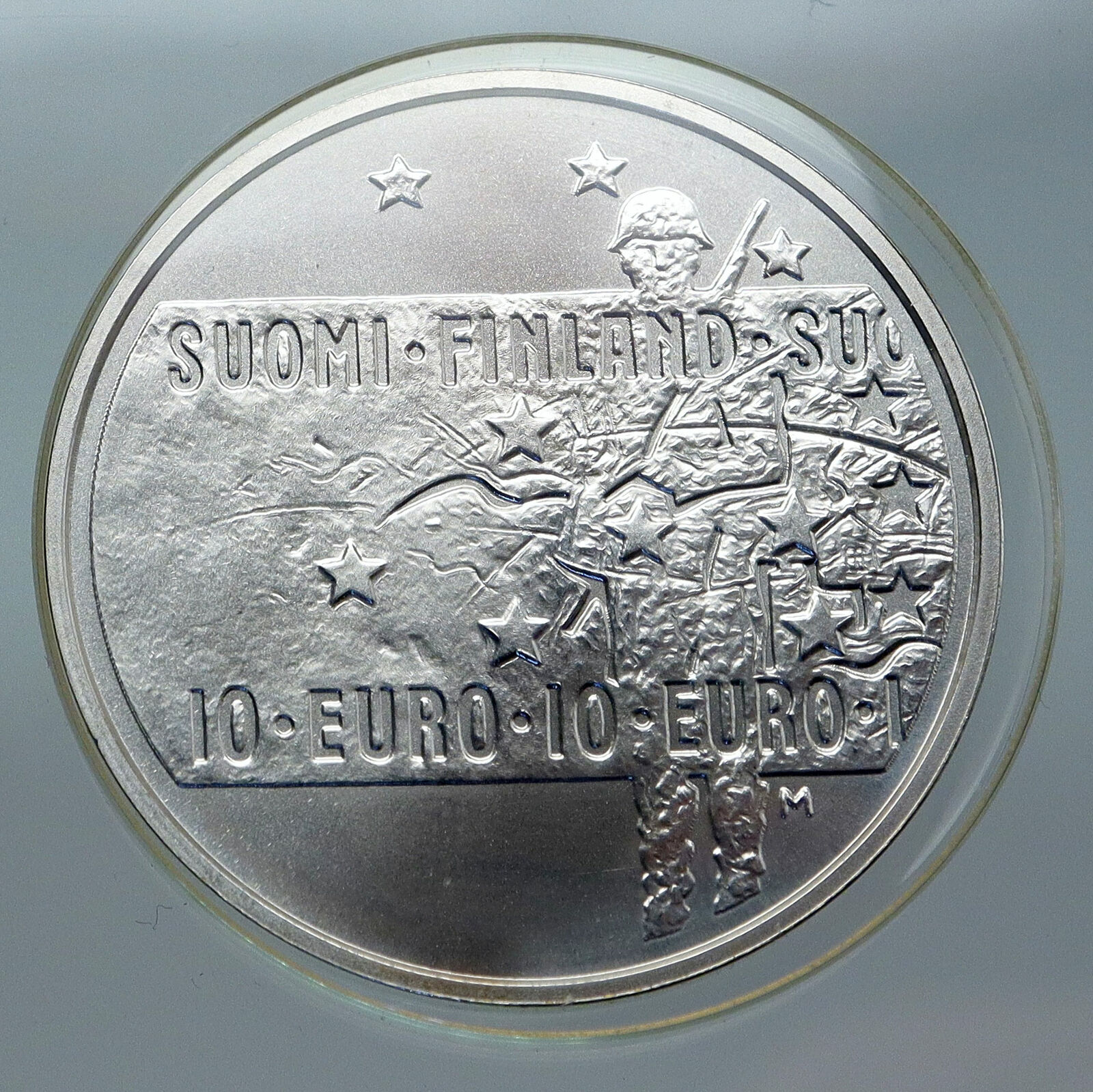 2005 FINLAND 1955 Film THE UNKNOWN SOLDIER Silver 10 Euro Finnish Coin i85579