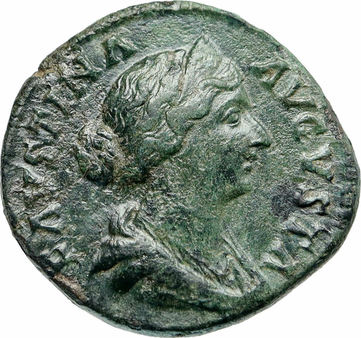 FAUSTINA II Jr Wife of MARCUS AURELIUS 161AD SESTERTIUS Roman Coin SALUS i85511