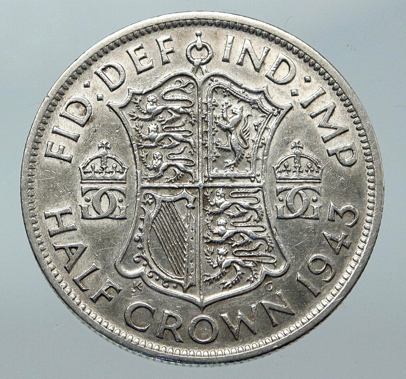 1943 Great Britain United Kingdom UK GEORGE VI OLD Silver Half Crown Coin i85603