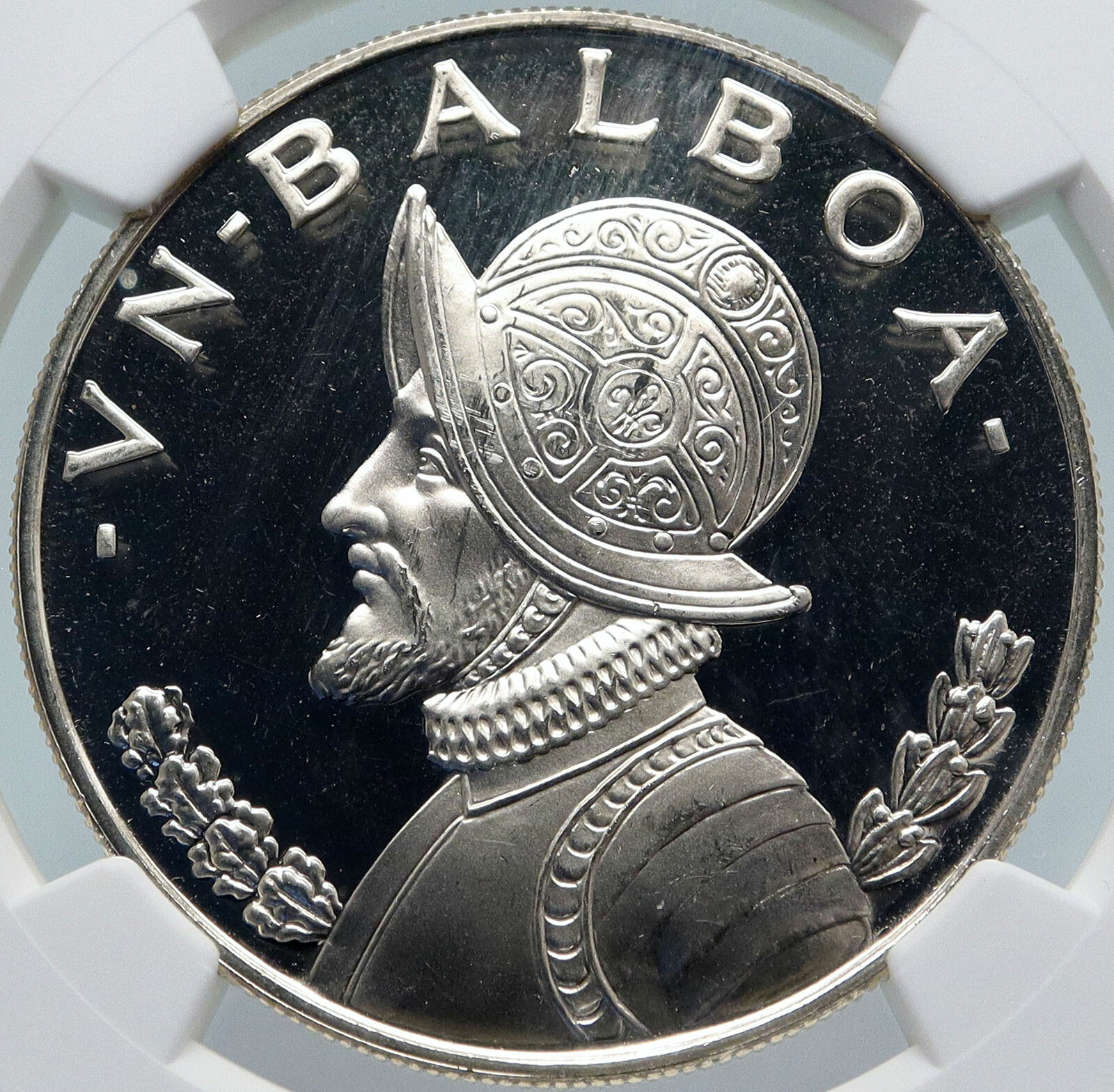 1973 PANAMA Large Silver CONQUISTADOR Antique Proof Silver BALBOA Coin i85456