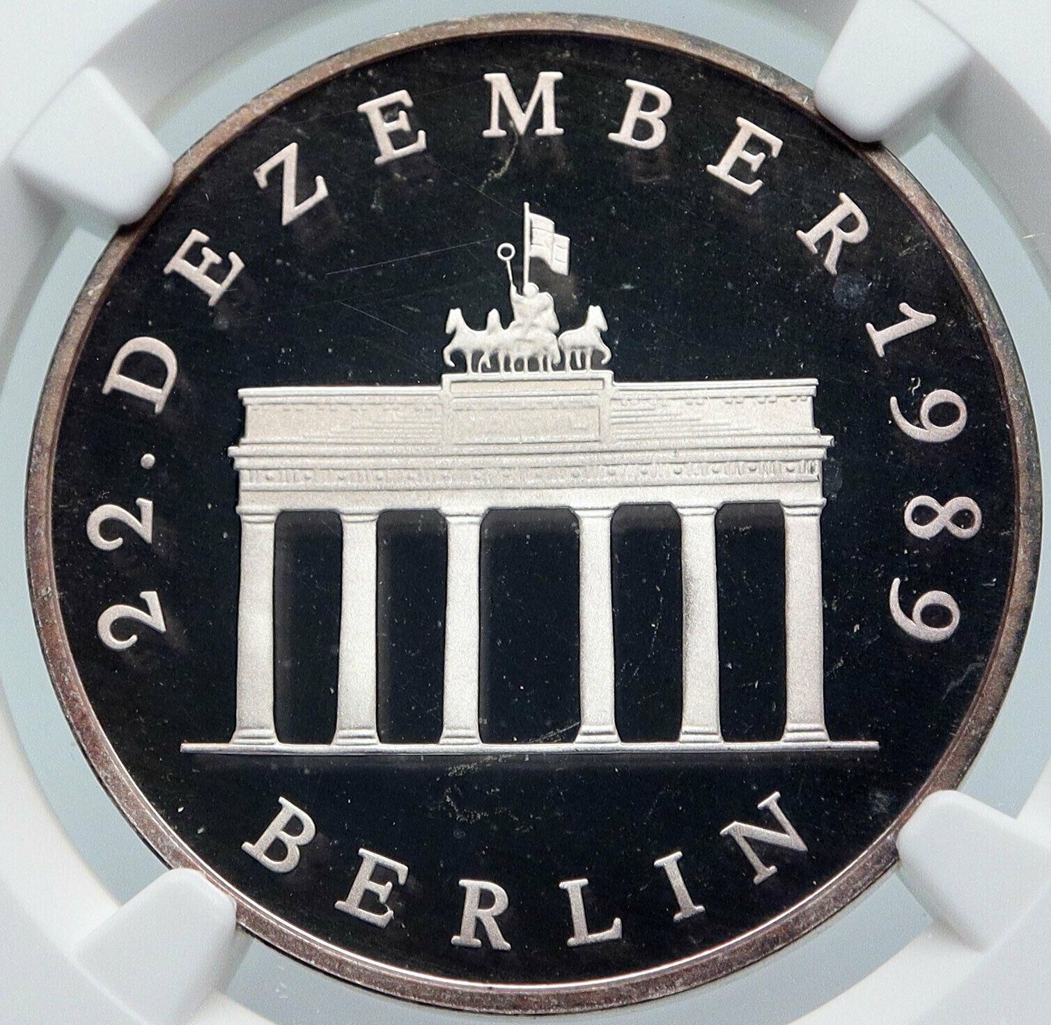 1990 GERMANY Opening Brandenburg Gate OLD Proof Silver 20 Mark Coin NGC i85455